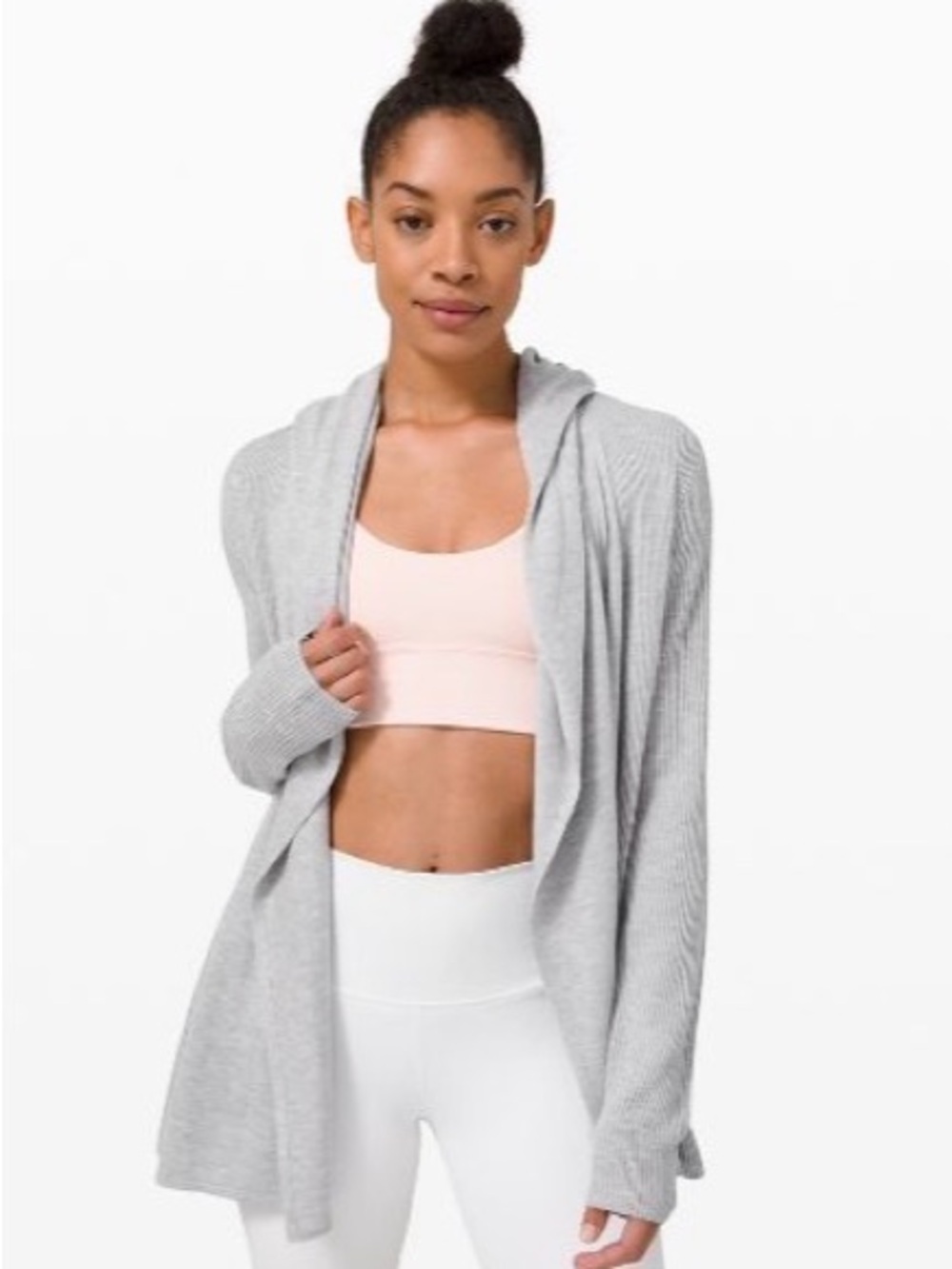 lululemon athletica Lightweight Open-Front Hooded Sweater - Light Gray